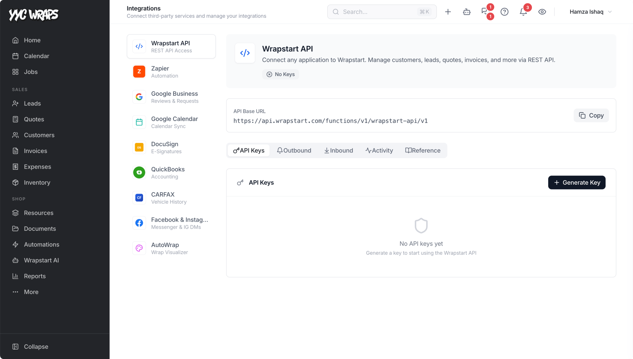 Wrapstart integrations — connect Zapier, Google, QuickBooks, DocuSign, CARFAX and more
