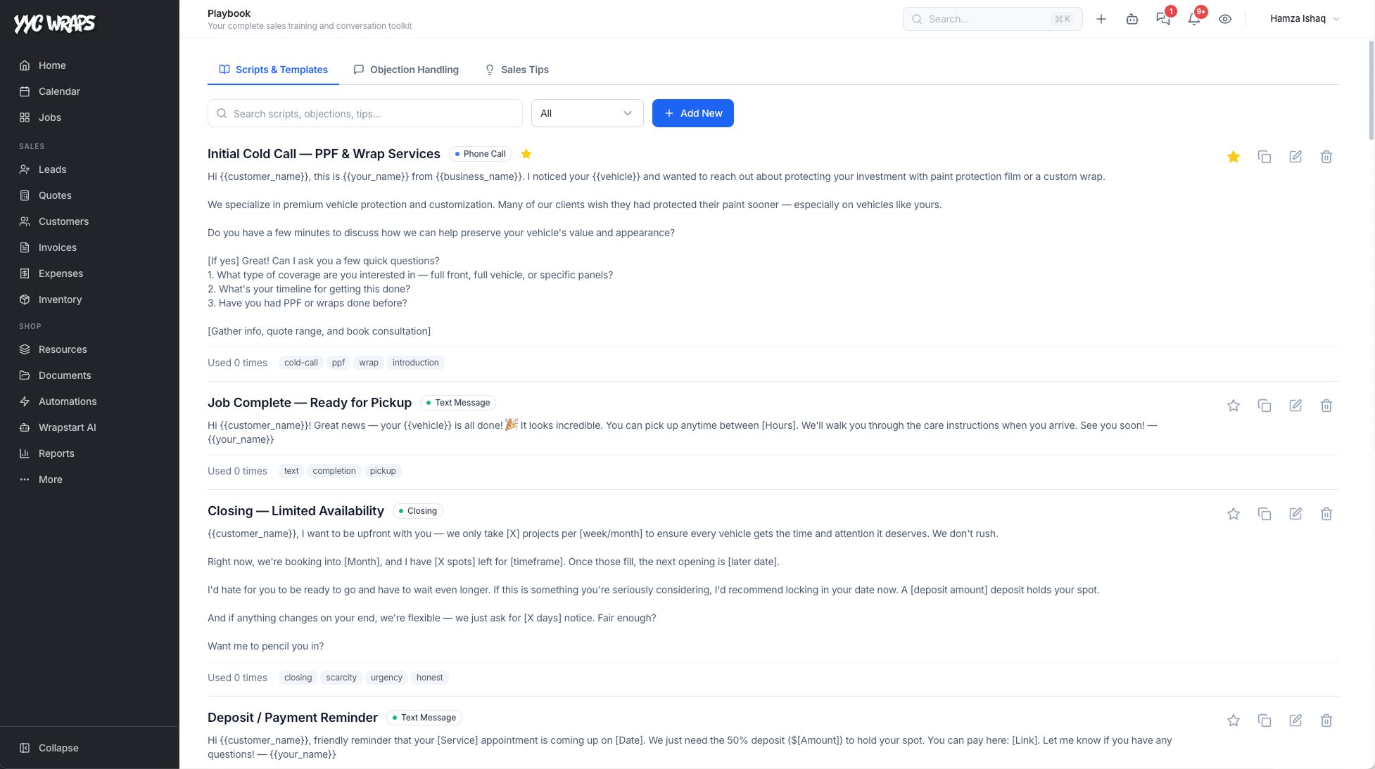Playbook — scripts and templates with objection handling and sales tips